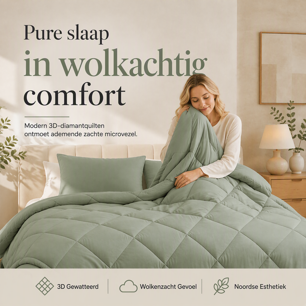🛏️ 50% KORTING – Gewatteerde Beddengoedset | Comfortabel en Luchtig voor Verschillende Seizoenen | 2 Kussenslopen Inbegrepen