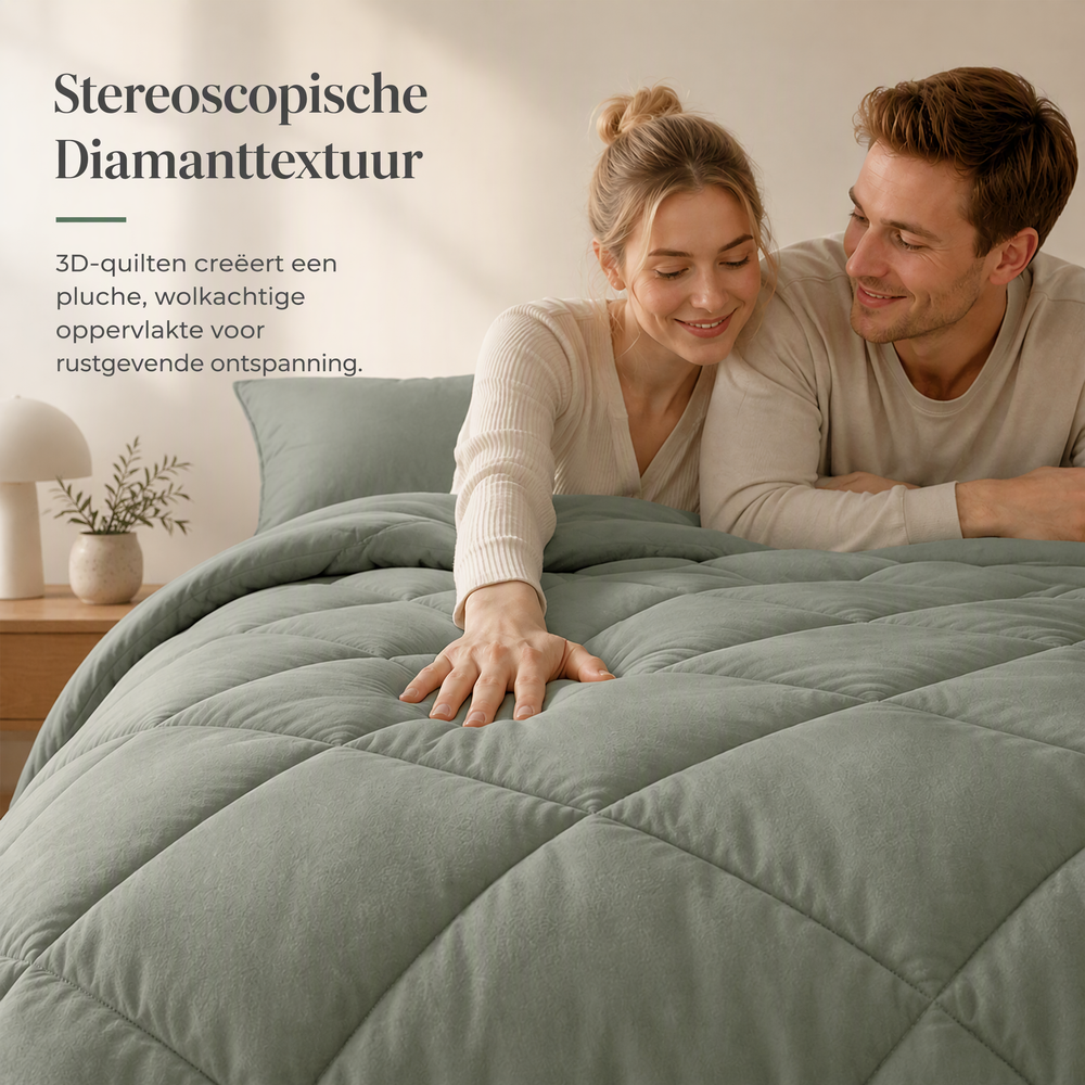 🛏️ 50% KORTING – Gewatteerde Beddengoedset | Comfortabel en Luchtig voor Verschillende Seizoenen | 2 Kussenslopen Inbegrepen