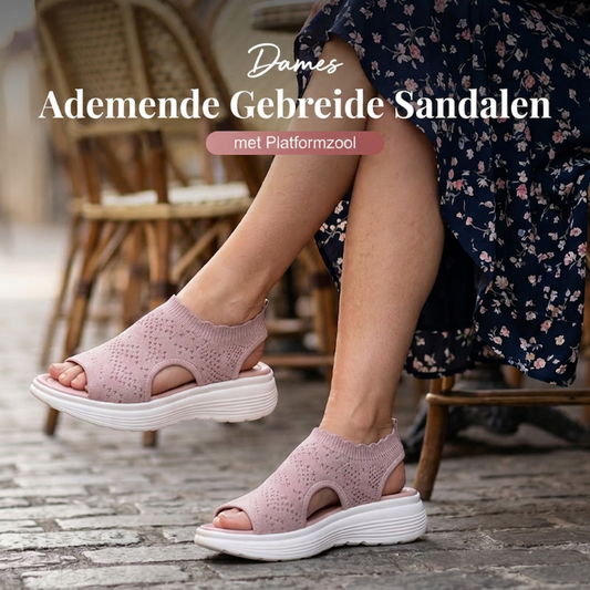 👡🌬️ Ademende gebreide platform sandalen voor dames – Lichtgewicht en zacht ✨