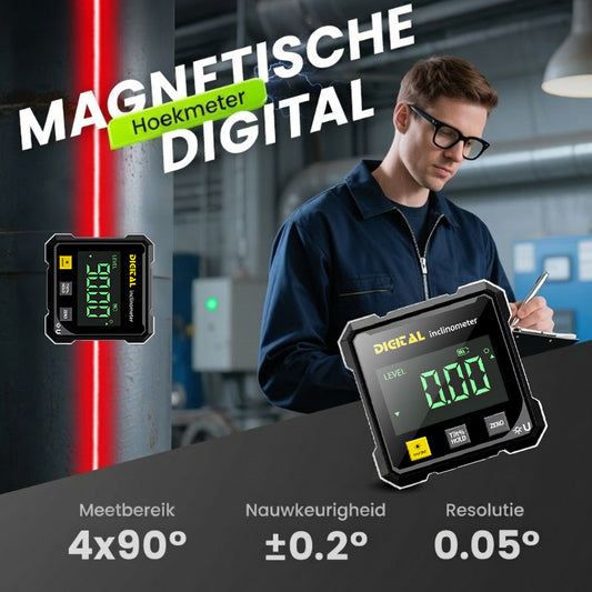 ⏰🛠️4-side magnetische digitale hoekmeter met laser