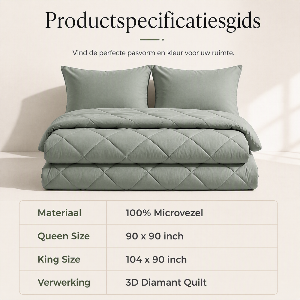 🛏️ 50% KORTING – Gewatteerde Beddengoedset | Comfortabel en Luchtig voor Verschillende Seizoenen | 2 Kussenslopen Inbegrepen