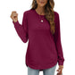 ✨ Nieuwe Collectie 💎 Dames Top met Effen Hoog-Laag Zoom & Lange Mouwen – Elegante Casual Blouse met Comfortabele Pasvorm