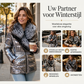 Metallic gewatteerde winterjas met imitatiebontkraag